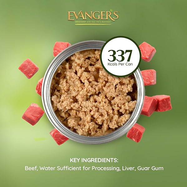 EVANGER’S HERITAGE CLASSIC BEEF DOG FOOD – 12 COUNT, 12.5 OZ EACH – GRAIN & GLUTEN FREE, SINGLE-SOURCE PROTEIN – KOSHER QUALIFIED & ENDORSED BY CHICAGO RABBINICAL COUNCIL