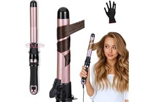 HC Honey Coco Rotating Curling Iron– 1.1-Inch Self Curling Iron, Auto Shut-Off, Fast-Heating Automatic Hair Curler Dual Voltage for All Hair Types (Rose Gold)