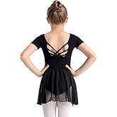 TinyChoice Ballet Leotards for Girls Ballet Dress Toddler Dance Leotard Short Sleeve and Criss-Cross Back, 2T-11Y