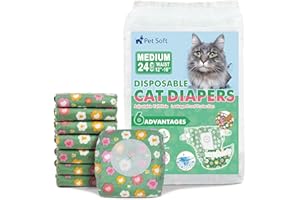 Pet Soft Disposable Cat Diapers - Diaper for Female & Male Cats, Puppy Doggie Diapers for Female Dogs with Adjustable Foam Ta