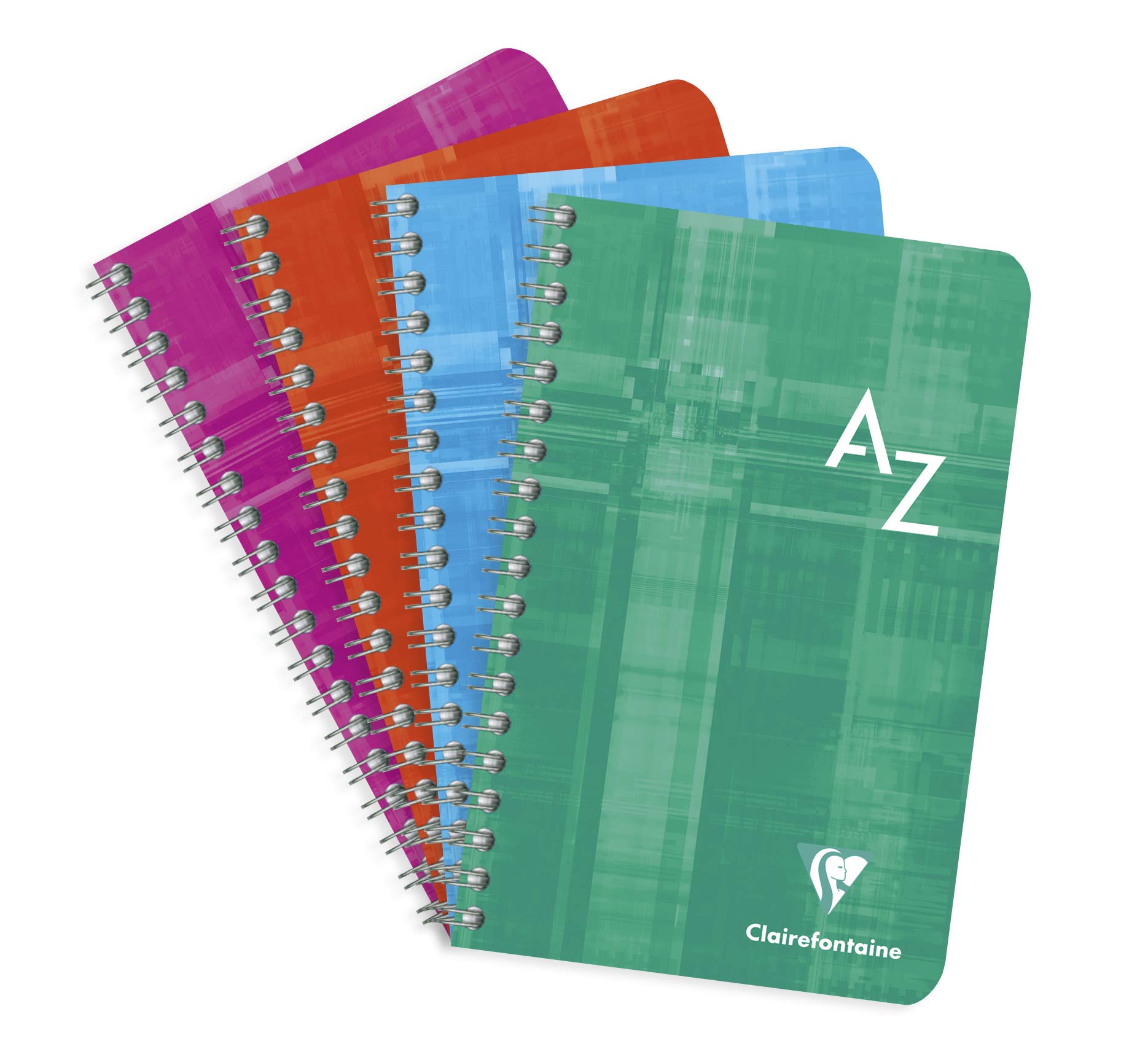 Clairefontaine 68698C - Set of 10 Spiral Index Books - Size: 11x17 cm - 100 Seyes Ruled Pages - 90 g White Paper - Laminated Card Cover - Random Colours