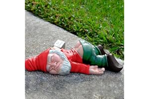 KEONSEN Large 9.5 inch Funny Drunk Gnome Garden Decor, Creative Garden Gnomes Outdoor Patio Decor, Resin Statues Gift, Yard Decorations Outdoor Decorations Patio and Yard Lawn Porch Decor (Red)