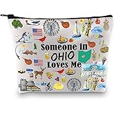 PXTIDY Ohio Travel Makeup Bag Long Distance Relationships Gift Someone In Ohio Loves Me Bag Ohio Souvenir Gift