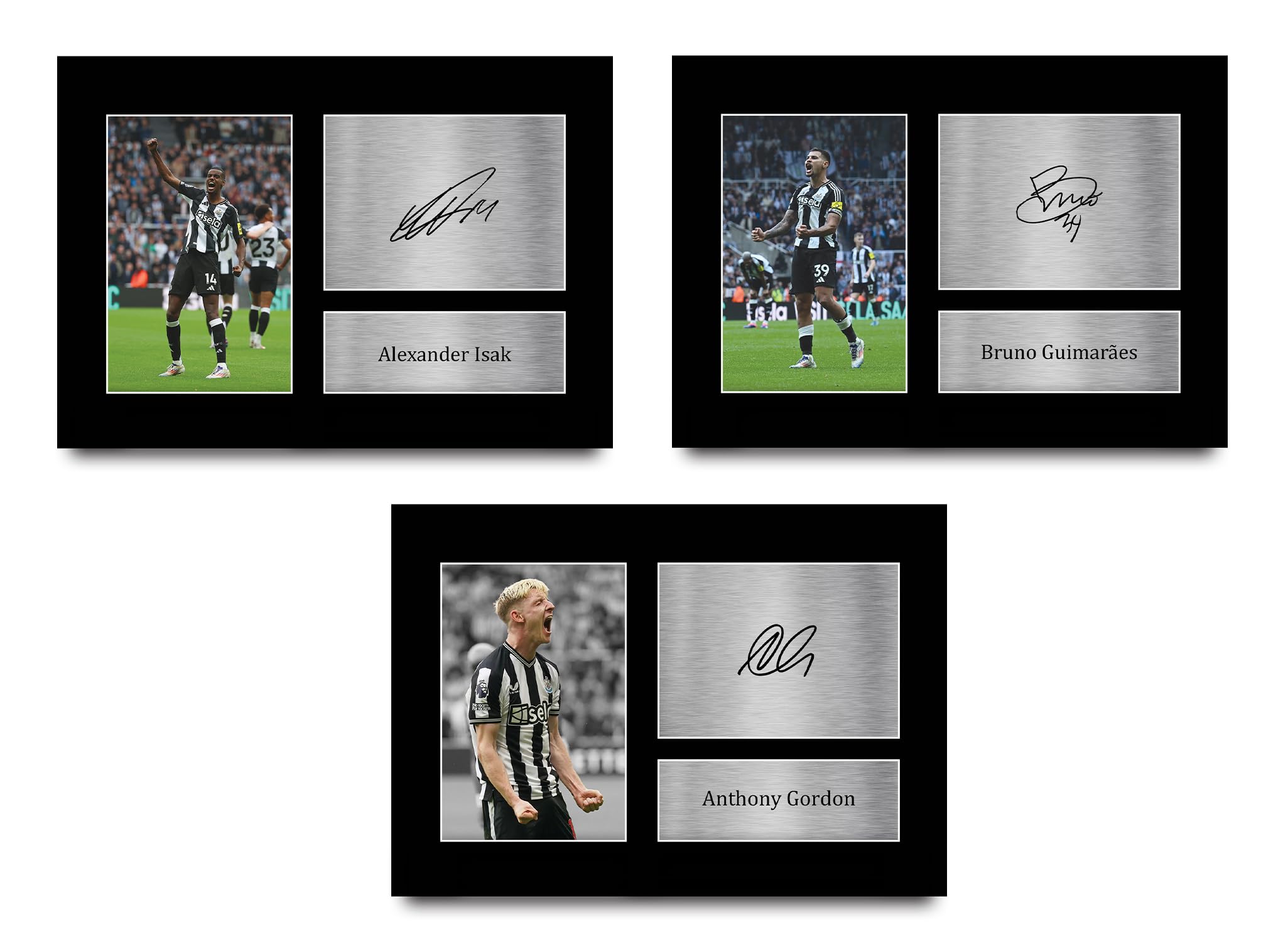 HWC Trading Isak, Gordon & Guimaraes Magpies Gifts Printed Signed Autograph Pictures for Football Fans and Supporters - A4