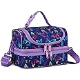 VASCHY Lunch Box Bag Girls, Insulated Two Compartments Bento Cooler Bags for Women w Shoulder Strap for School,Daycare,Kindergarten,Picnic Purple Butterfly