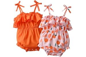Newborn Baby Girls Summer Romper Sleeveless Strap Bows Bodysuits One-Piece Clothes 2 Pack