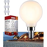 Satco S12162 4.5W LED G16.5 Globe, Warm Dimming 3000K-2000K, 450 Lumens, 90 CRI, 40W Replacement, White Globe, E12 Candelabra
