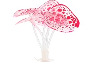 VOCOSTE Soft Silicone Glowing Aquarium Simulation Coral with Sucker, Fluorescence Aquatic Artificial Water Plants for Fish Tank Decoration, Pink