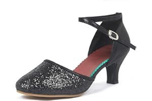 iCKER Womens Latin Dance Shoes Heeled Ballroom Salsa Tango Party Sequin Dance Shoes