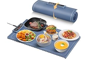 HUGUT Food Warming Mat, Electric Warming Tray, Portable and Rollable, Premium Silicone Nano-Material, Fast Heating, 3 Temperature Settings & Auto Shut-Off for Buffet, Party, Thawing