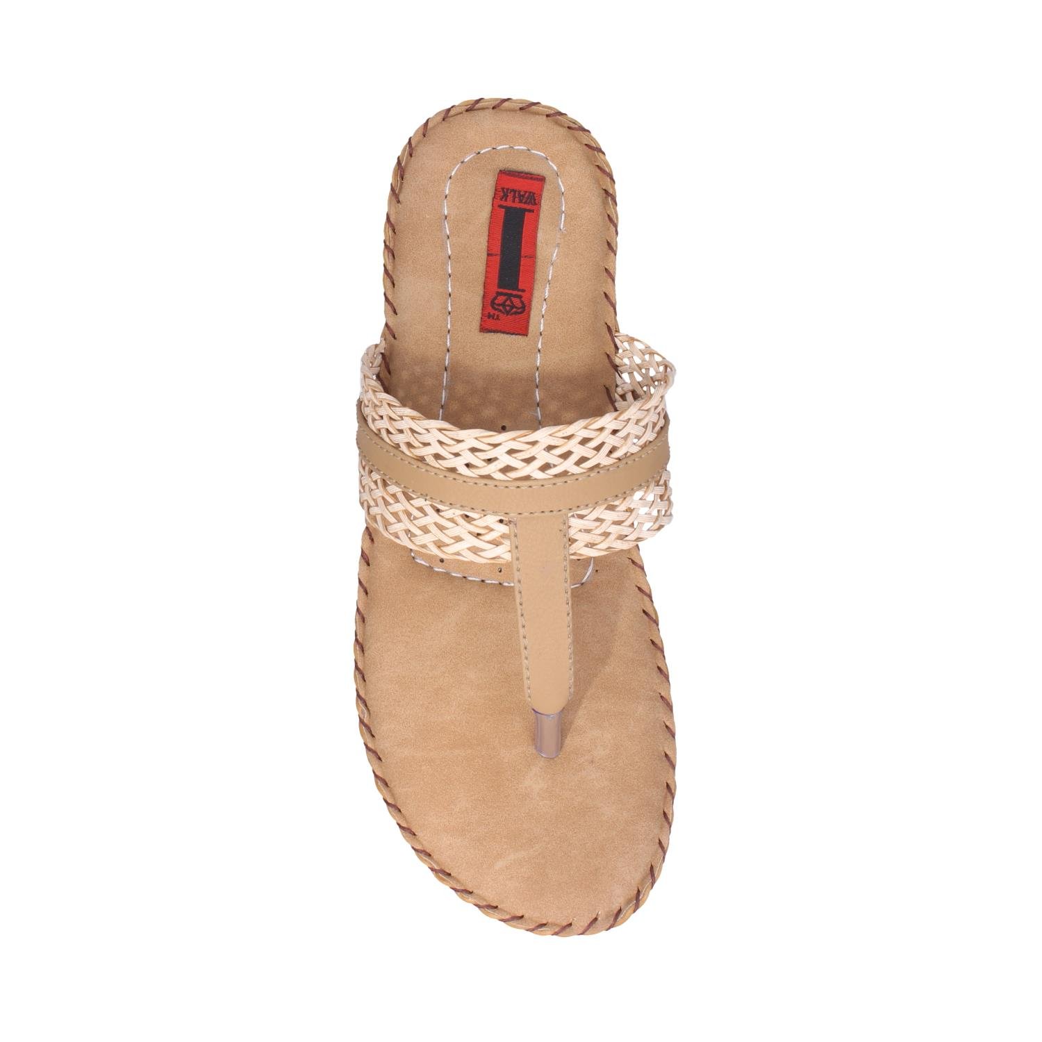 1 walk comfortable synthetic leather doctor sole women's flats - beige