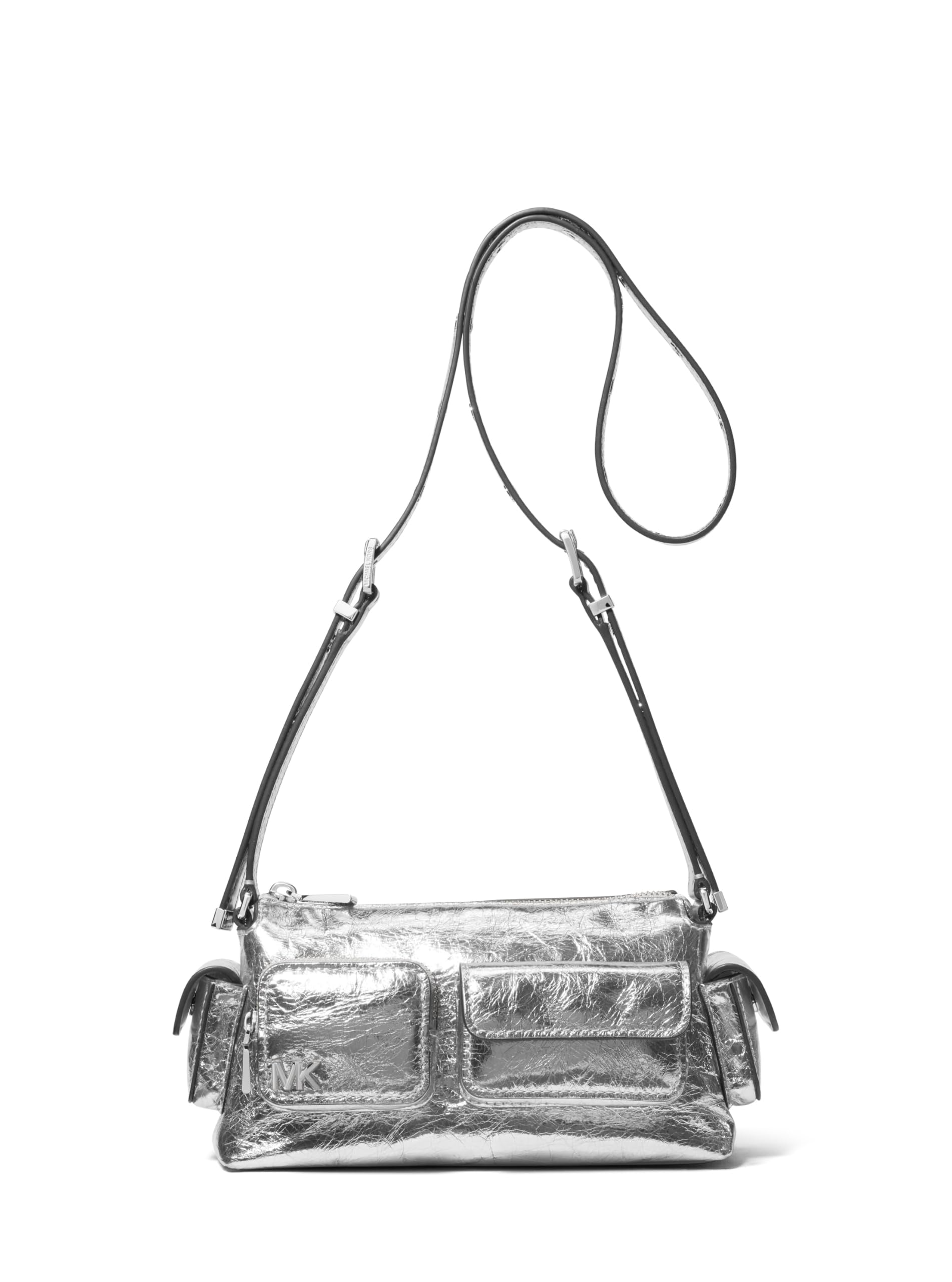 Michael Kors Dakota Small Convertible Pocket Crossbody Bag, Silver-Tone Hardware/Metallic Volare Leather/Silver