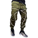 BOOMLEMON Men's Cargo Jogger Pants Reflective Technical Hip Hop Harem Pants Punk Streetwear Tactical Track Pants