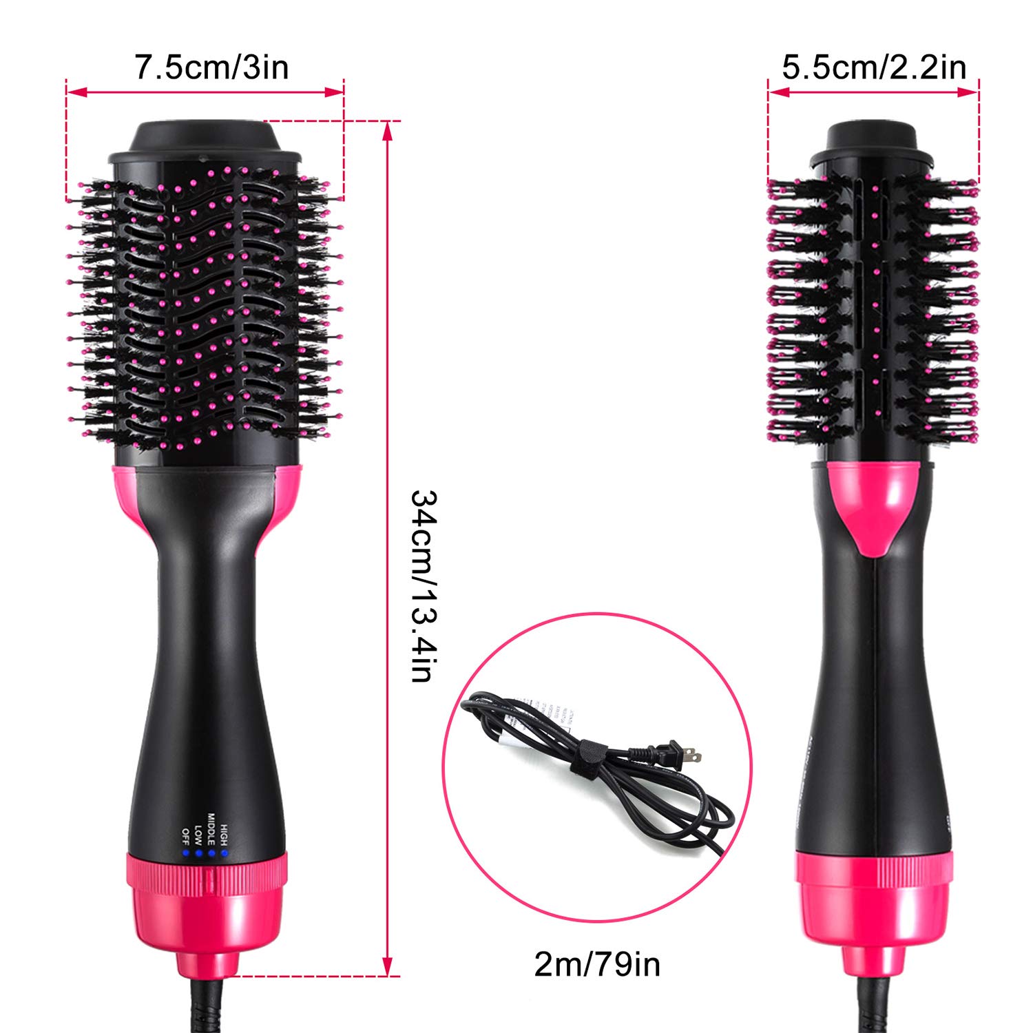 Blow Dryer Brush, Hot Air Brush Hair Dryer Styler One Step Hair Dryer and Volumizer 4 in 1 Brush Blow Dryer Styler for Rotating Straightening, Curling, Salon Negative Ion Ceramic Hair Dryer Brush : Beauty