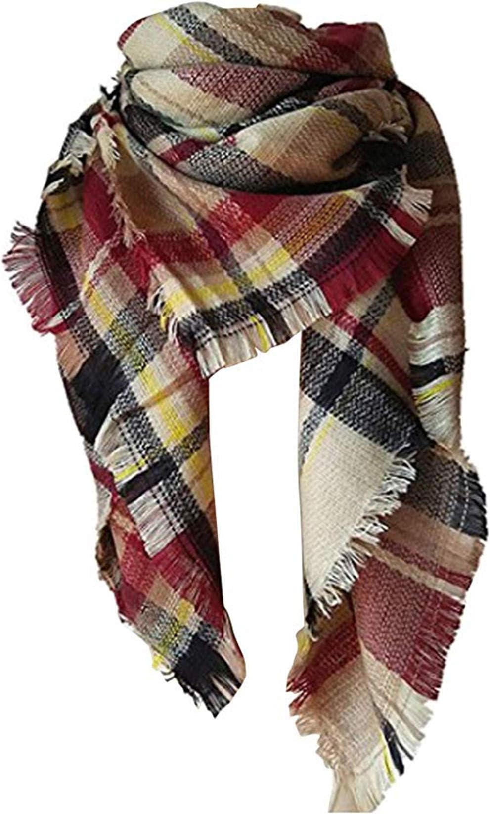 Womens Blanket Scarf Fashion Plaid Scarfs Warm Tartan Chunky Wrap Oversized Shawl Cape