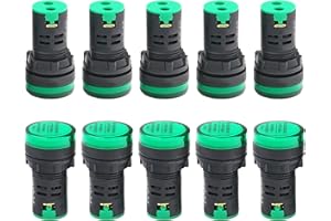 RuoFeng 10Pcs Green 110V LED Indicator Light Energy Saving Neon Status Indicator Light AD16-22DS AC 110V 20mA LED Pilot Light, for Industrial Electrical Controls & Indicators Panel, HVAC, DIY Projects