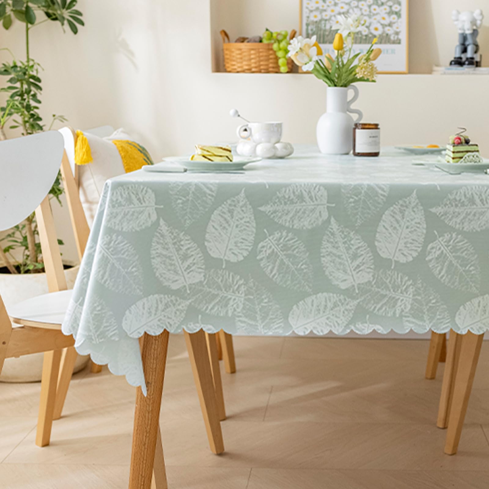 meioro Polyester Table Cloth Wipe Clean Tablecloth, 130x180cm Rectangle Water Resistant Tablecloths, Waterproof Decorative Leaf Table Cover Protector for Home Kitchen Picnic Party Outdoor Decorations