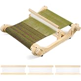 Threlaco 12'' Weaving Loom for Adults, Rigid Heddle Loom Kit, 3 Sizes Frame | Wooden Weaving Set with Stand, Shed Stick, Shuttle &amp; Warping Peg, Multi Width Frame for Beginner DIY Tapestry Handcraft Gift
