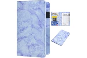 HERRIAT Server Books for Waitress - Marble Texture Leather Waiter Book Server Wallet with Zipper Pocket, Cute Waitress Book&Waitstaff Organizer with Money Pocket Fit Server Apron