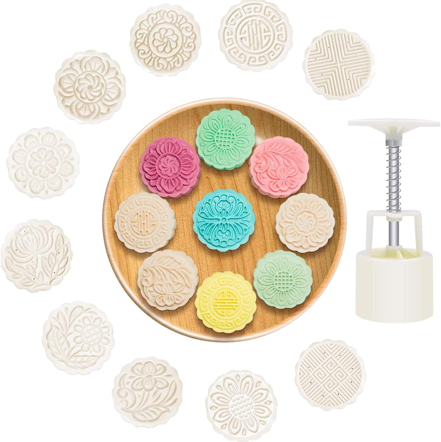 Patisserie Ggsheng 100g 10pcs De Moule A Gateau De Lune De Biscuit Presse A Biscuits De Bricolage Mi Decor De Festival Dautomne Moule A Lune Gateau Moon Cake Ustensiles Pour Decoration De Gateau