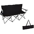 65" Triple Style Tri Camp Chair with Steel Frame and Carry Bag by Trademark Innovations (Black)