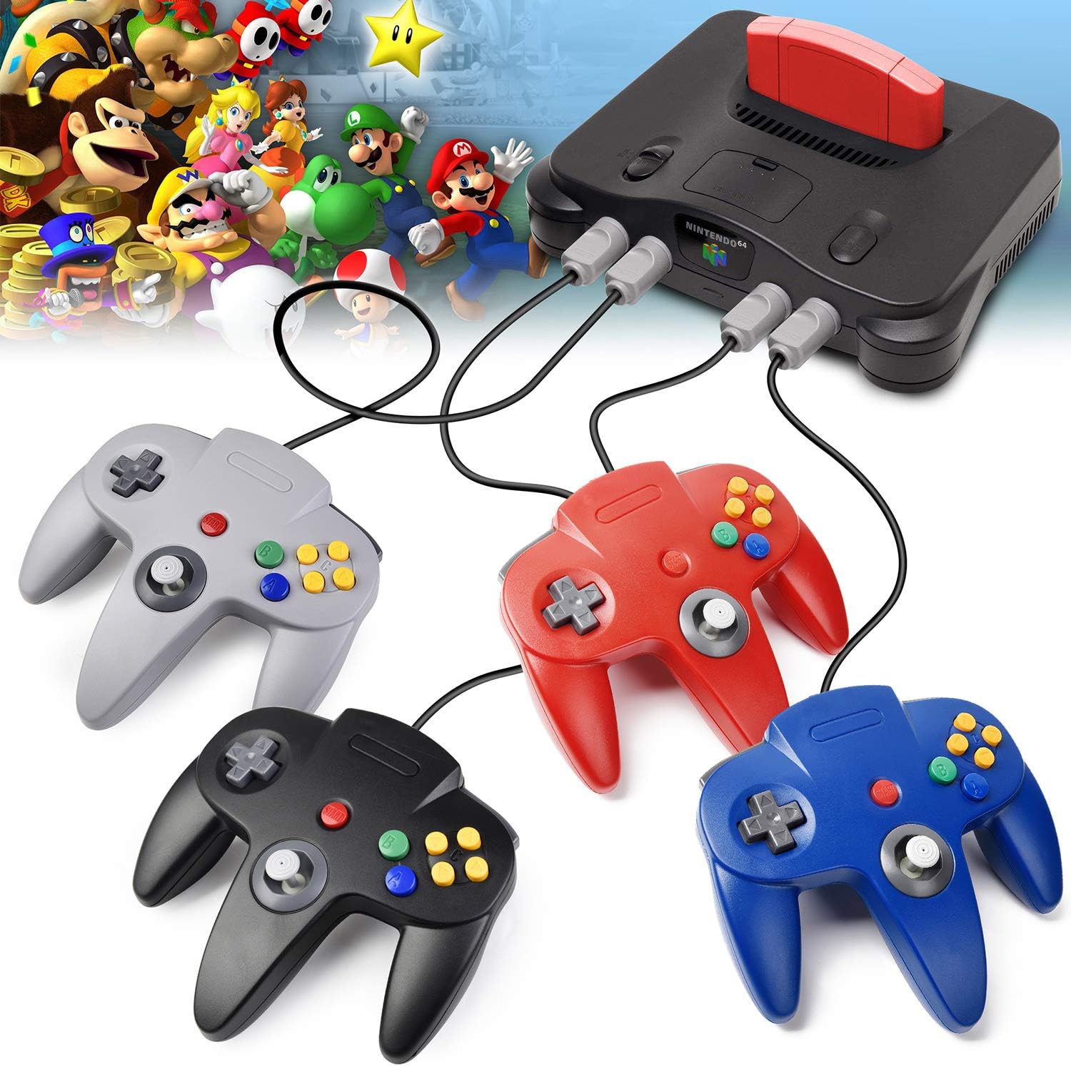 2 Pack N64 Controller, iNNEXT Classic Wired N64 64-bit Gamepad Joystick for Ultra 64 Video Game Console (Red/Grey): Computers & Accessories