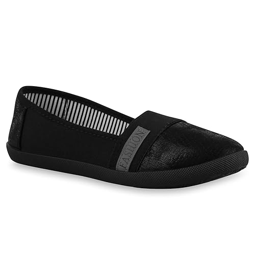 Bequeme Damen Slipper | Slip-ons Sportliche Schuhe | Flats Stoffschuhe | Prints Glitzer | Freizeitschuhe