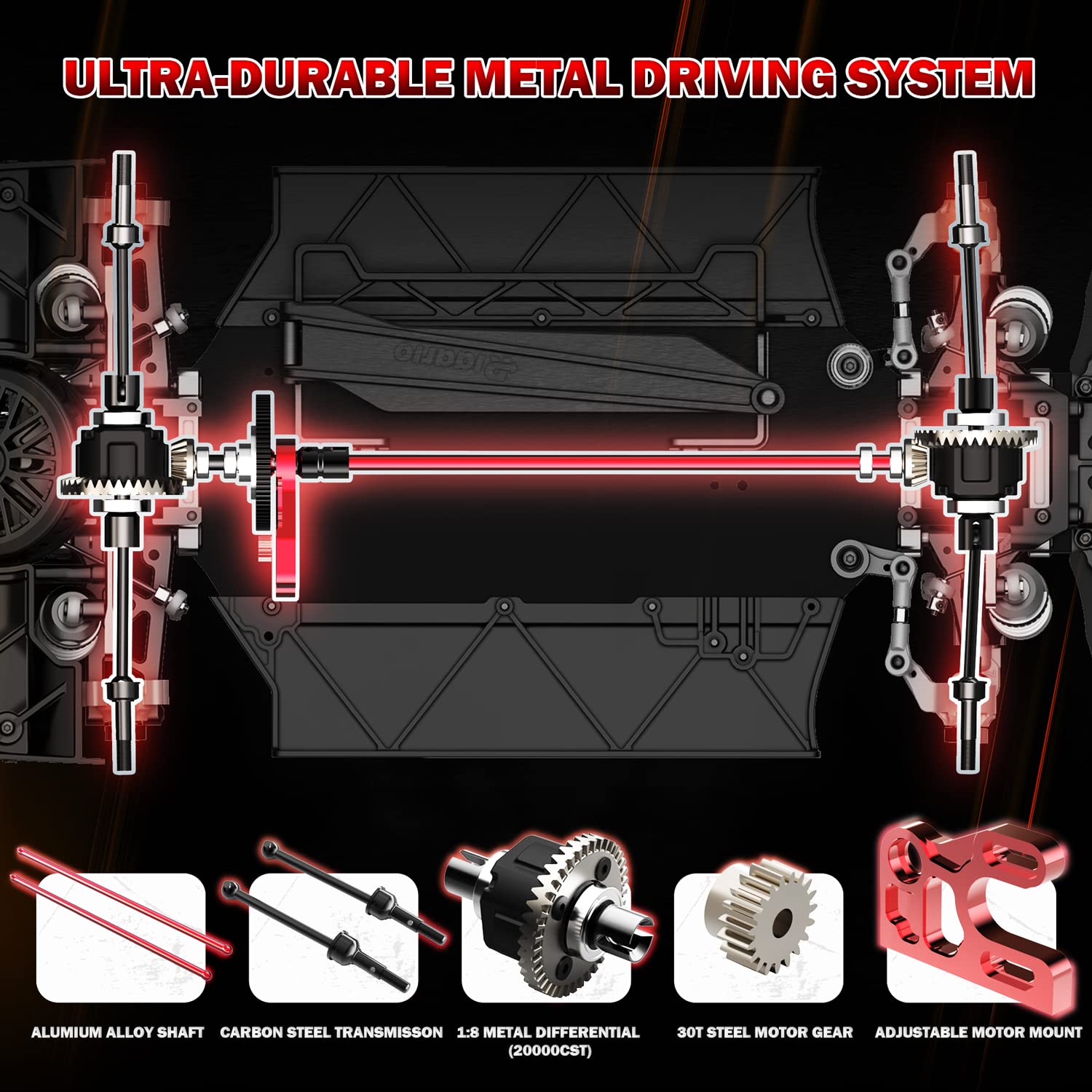 AMORIL 1:10 Fast Brushless RC Cars,Top Speed 120KM/H Large Remote Control Cars with 6 Lights for Adults,4x4 On-Road Hobby Racing Vechile with Aluminum Shaft, Li-po Battery, Rubber Tire,Oil Shocks,Red