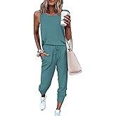 PRETTYGARDEN Women's Two Piece Outfit Sets Casual Summer Sleeveless Matching Lounge Wear Spring Travel Clothes Tracksuit