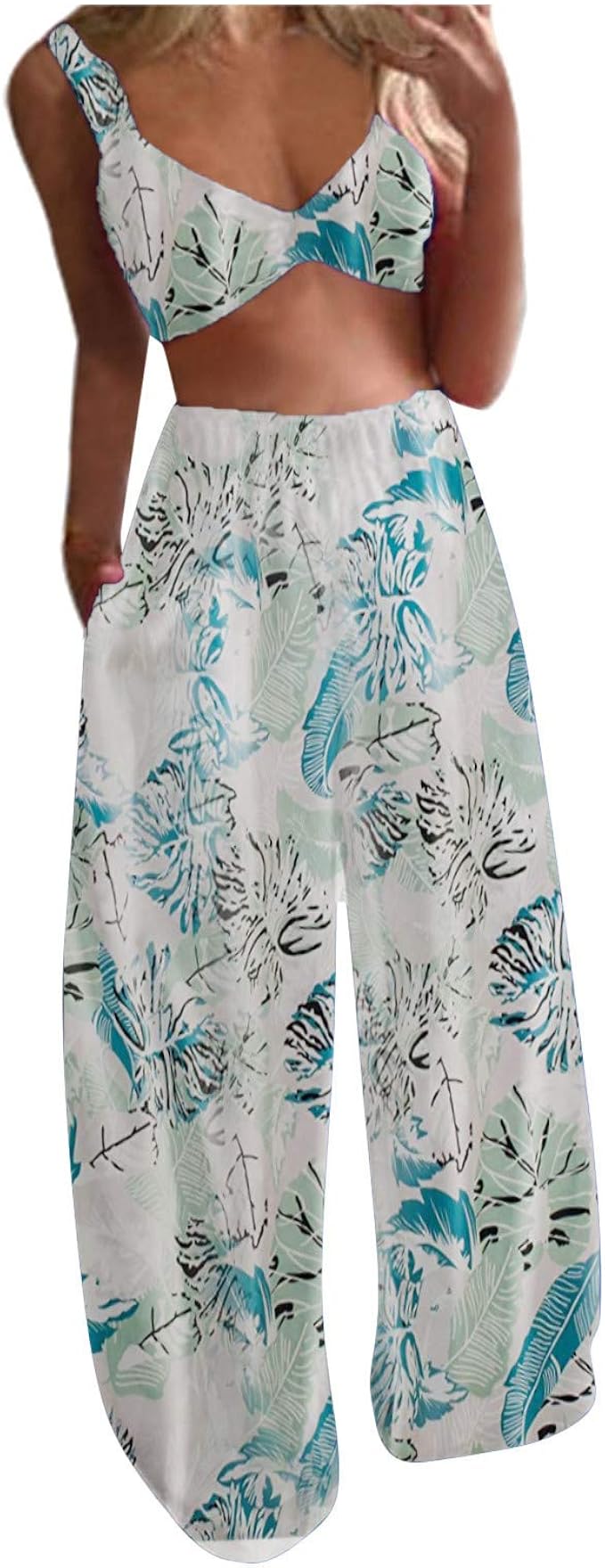 Damen Palazzo Hose Weite Bein - Böhmischer Stil Sommerhose Mit Blumen Druck