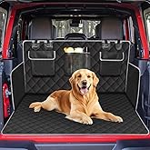 Tuxihapp SUV Cargo Liner for Dogs, Universal Scratchproof Dog Trunk Cover with Bumper Flap Protector, Non Slip Waterproof Vehicle Pet Back Seat Mat Accessories for Sedans, Trunks (Black)