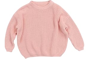 Toddler Knit Sweater Plain Long Sleeve Pullover Sweater Clothes Baby Boys Girls Crew Neck Soft Ribbed Crochet Tops