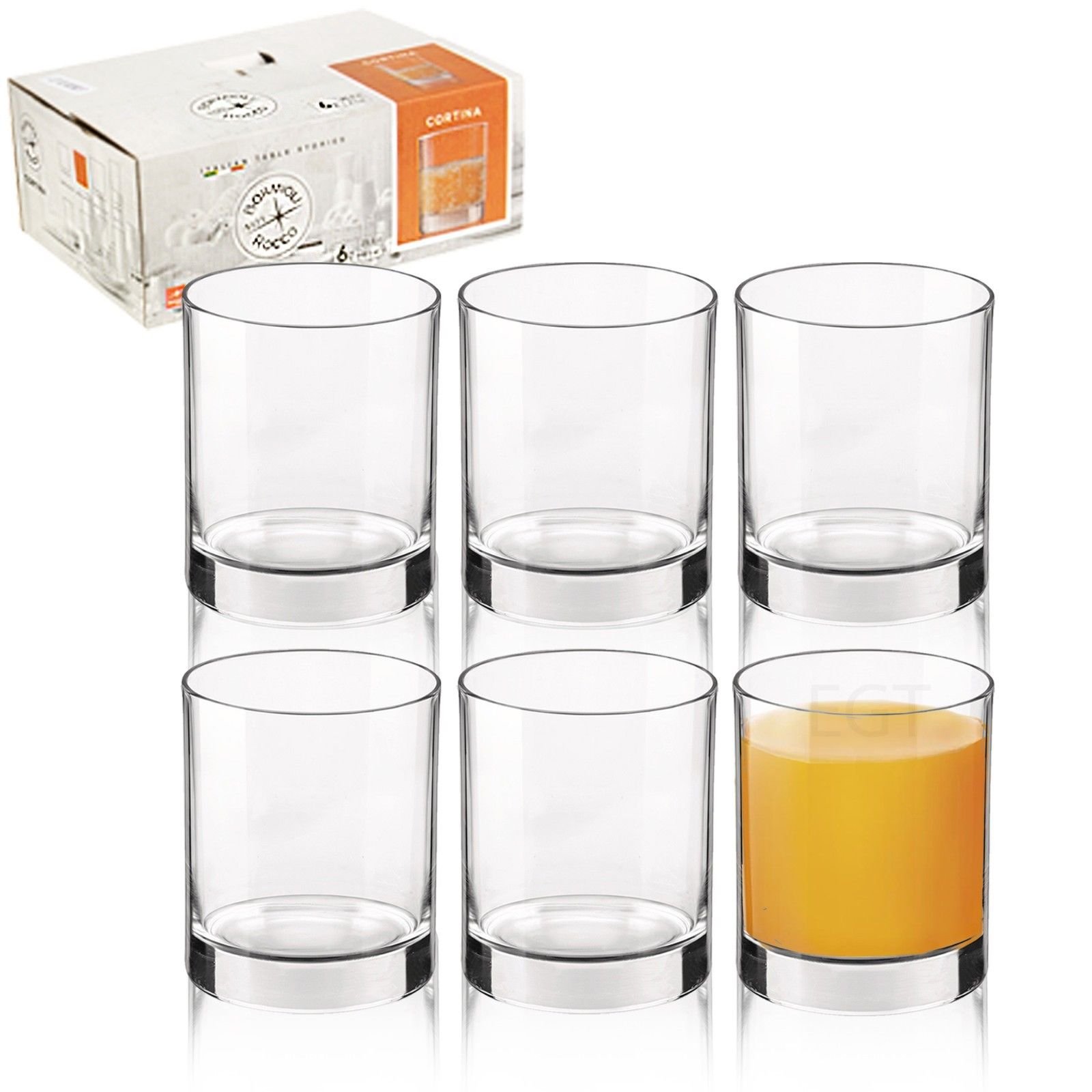 URBNLIVING 6 x Medium Short Tumbler 255ml Bormioli Rocco Cortina Tumbler Glasses