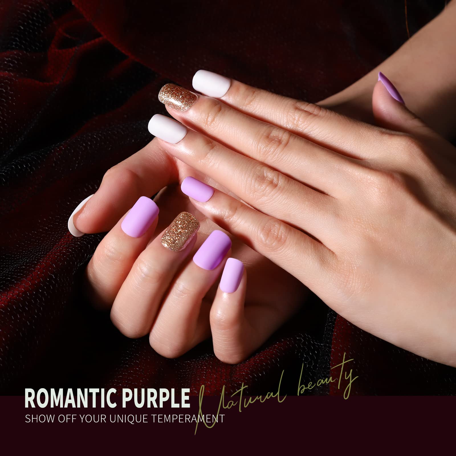 Teenitor Short Press On Nails,360Pcs Matte Acrylic Short Square Fake Nails Full Cover, Glitter Press-On False Nails, Short Press On Manicure - Image 6