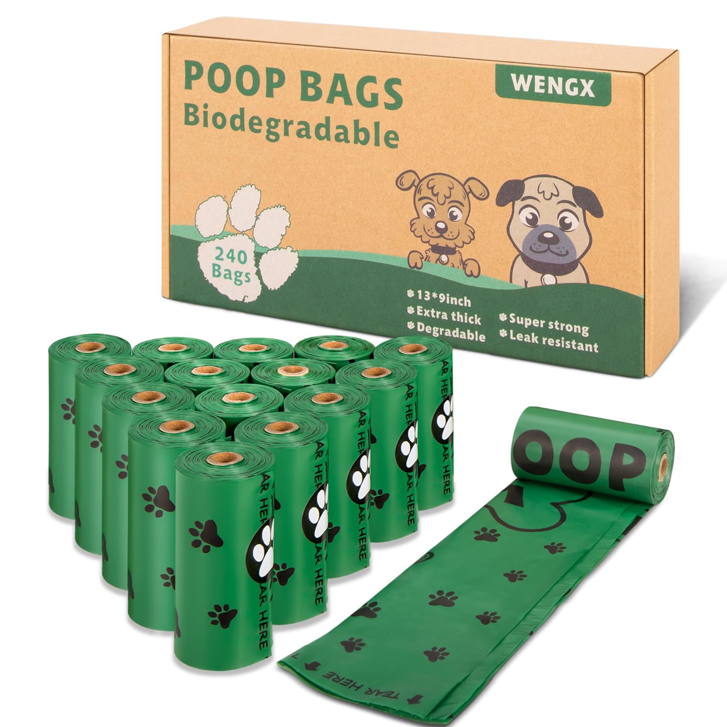 Poo Bags for Dog Waste, Large Poop bags Super Strong 100% Leak Proof Pet Waste Bag rolls, Lavender Scented