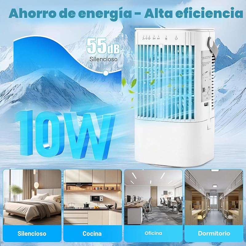 Ventilador móvil con depósito de agua de 900 ml, temporizador de 2/4 h — foto 7 de 8