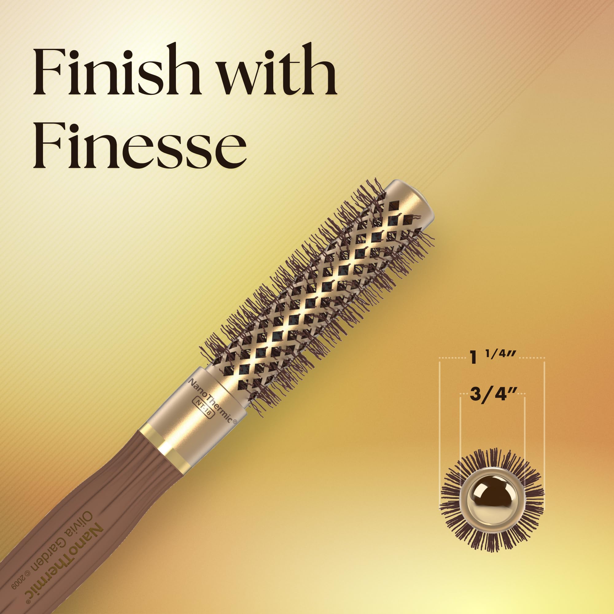 Olivia Garden NanoThermic Ceramic + Ion Round Thermal Hair Brush - Not Electrical - Professional Blowout Brush for Normal to Thick Hair