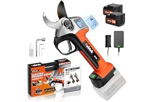 Cordless Electric Pruning Shears 35MM, Kebtek Professional Battery Pruners for Tree Trimming 18V Brushless Motor 2Pack 2AH Rechargeable Battery-LCD Display Screen (KTE-35)