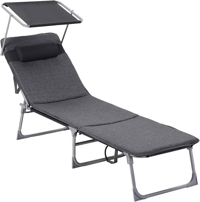 SONGMICS Chaise Longue, Bain de Soleil, Transat de Relaxation, avec