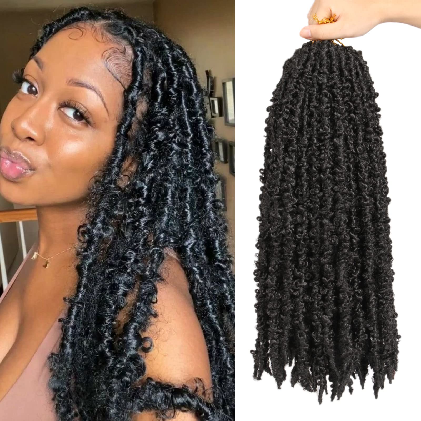 Xtrend 20 Inch Black Butterfly Locs Crochet Hair Long Distressed Faux Locs Pre-looped Crochet Braids Synthetic Soft Locs for Women 6Packs 10Strands/pack 1B# — image 1