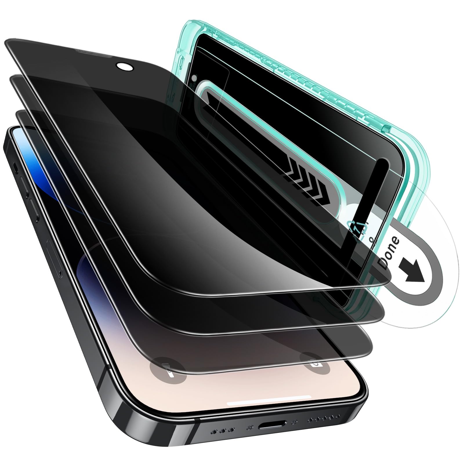 Photo 1 of ESR 3 Pack for iPhone 14 Pro Max Privacy Screen Protector, Anti-spy Tempered-Glass Privacy Screen Protector with Flawless Fit Tray