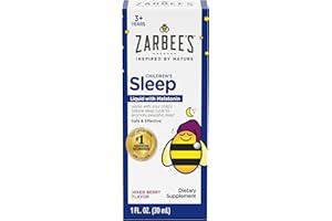 Zarbee's Kids Melatonin Sleep Supplement Liquid, 1mg Melatonin, Drug-Free & Effective, Easy to Take Natural Berry Flavor for Kids Ages 3 and Up, 1 Fl Oz Bottle