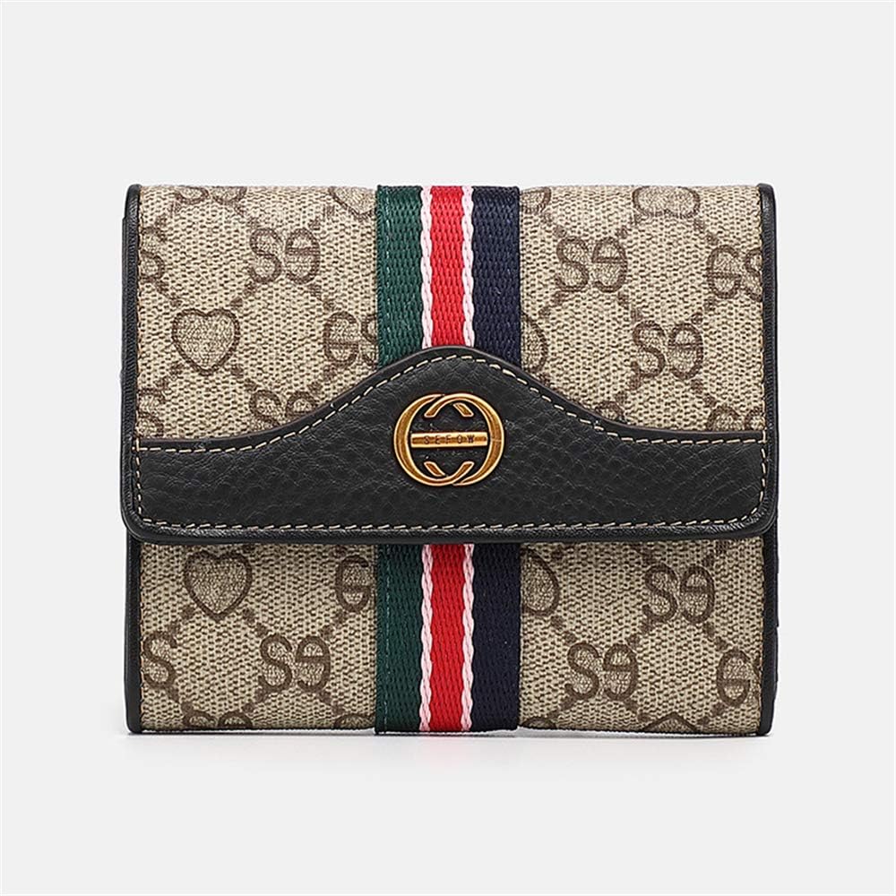 HUABAOGE Small Wallet Female Short Leather Buckle Women'S Tri-Fold Leather Multi-Card Wallet Purse Wallet Wallet