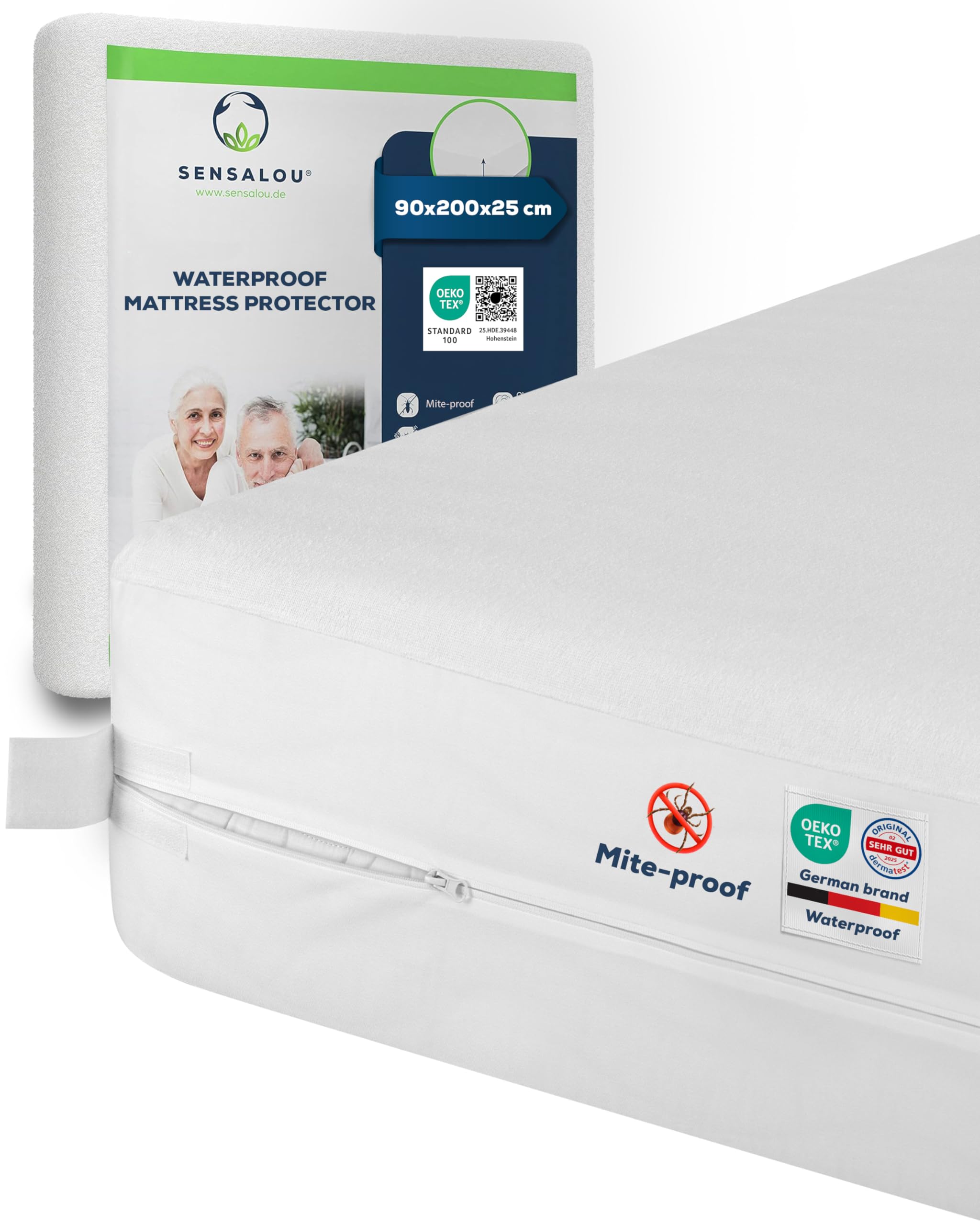 Sensalou Mattress Cover Zippered Encasing for Allergy Sufferers - 90 x 200 cm