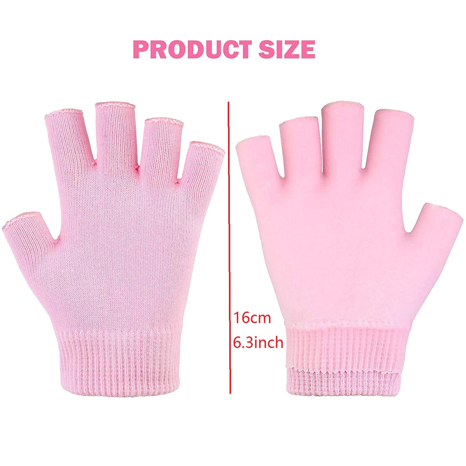 YOTURO Moisturizing Gloves-Fingerless Women's Gel Moisturizing Spa Gloves, Day Night Instantly Repair Eczema Dry Rough and Cracked Hands (Pink) : Beauty