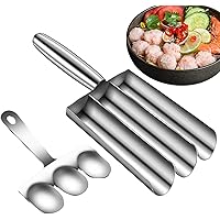 Meatball Scoop Maker with Cutting Spade, Triple Meatball Maker 304 Stainless Steel, Kitchen Manual Meatball Making Tools for 