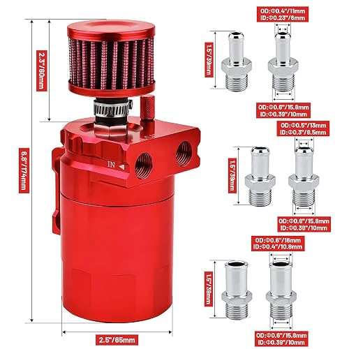 300ML Universal Oil Catch Can Kit With Baffled Tank & Breather Filter