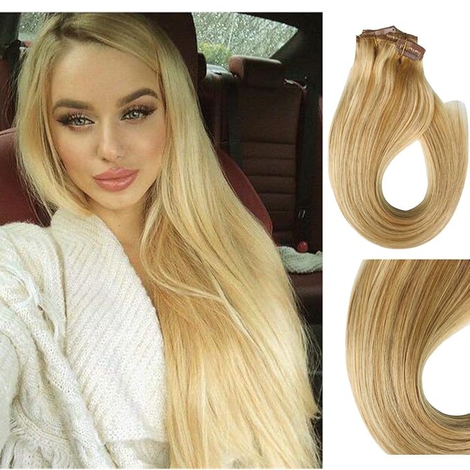 Myfashionhair Clip in Hair Extensions Real Human Hair