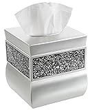 Crackled Glass Silver Tissue Box Cover Square