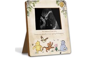 Unbala Winnie Baby Keepsake Frame Wooden Ultrasound Picture Frame Pregnancy Milestone Sign Gifts For Baby Shower Decorations Nursery
